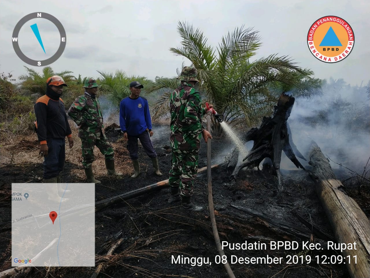 TRC BPBD Kec. Rupat bersama TNI, Polri dan Masyarakat melaksanakan pemadaman dan pendinginan Lahan 