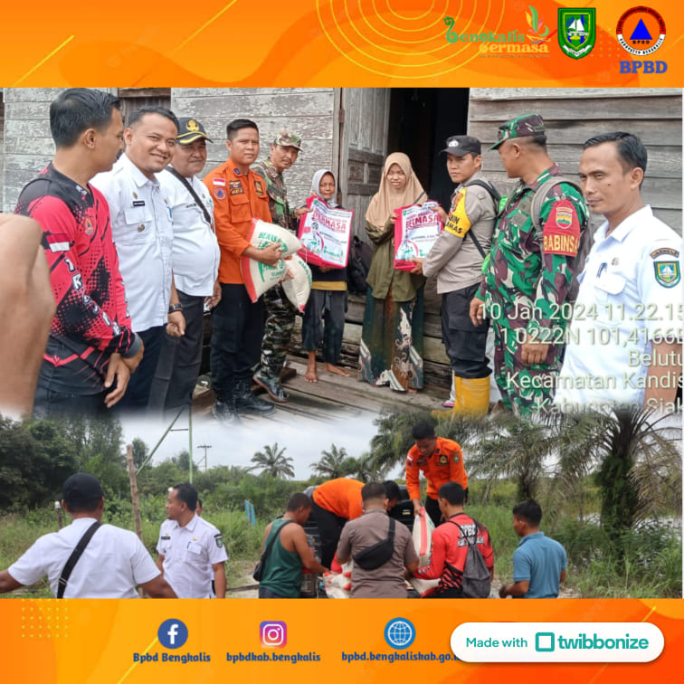BPBD Dampingi Camat Talang Muandau serahkan bantuan bahan pokok kepada warga terdampak banjir didesa koto pait beringin