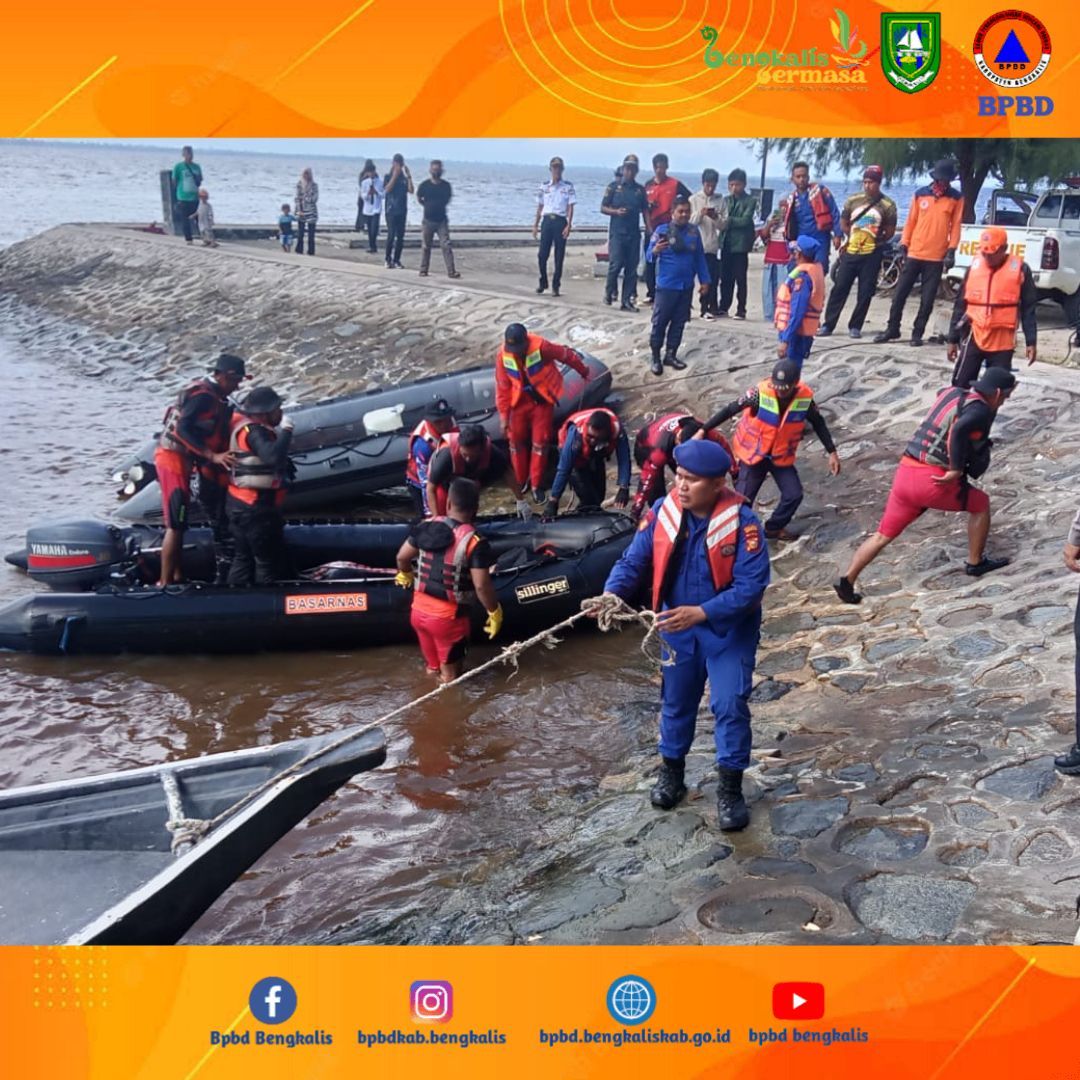4 Hari Pencarian, Korban Tenggelam Roro di Temukan oleh Nelayan di Perairan desa Damai BPBD Kab. Bengkalis Beserta tim satgas gabungan lakukan evakuasi
