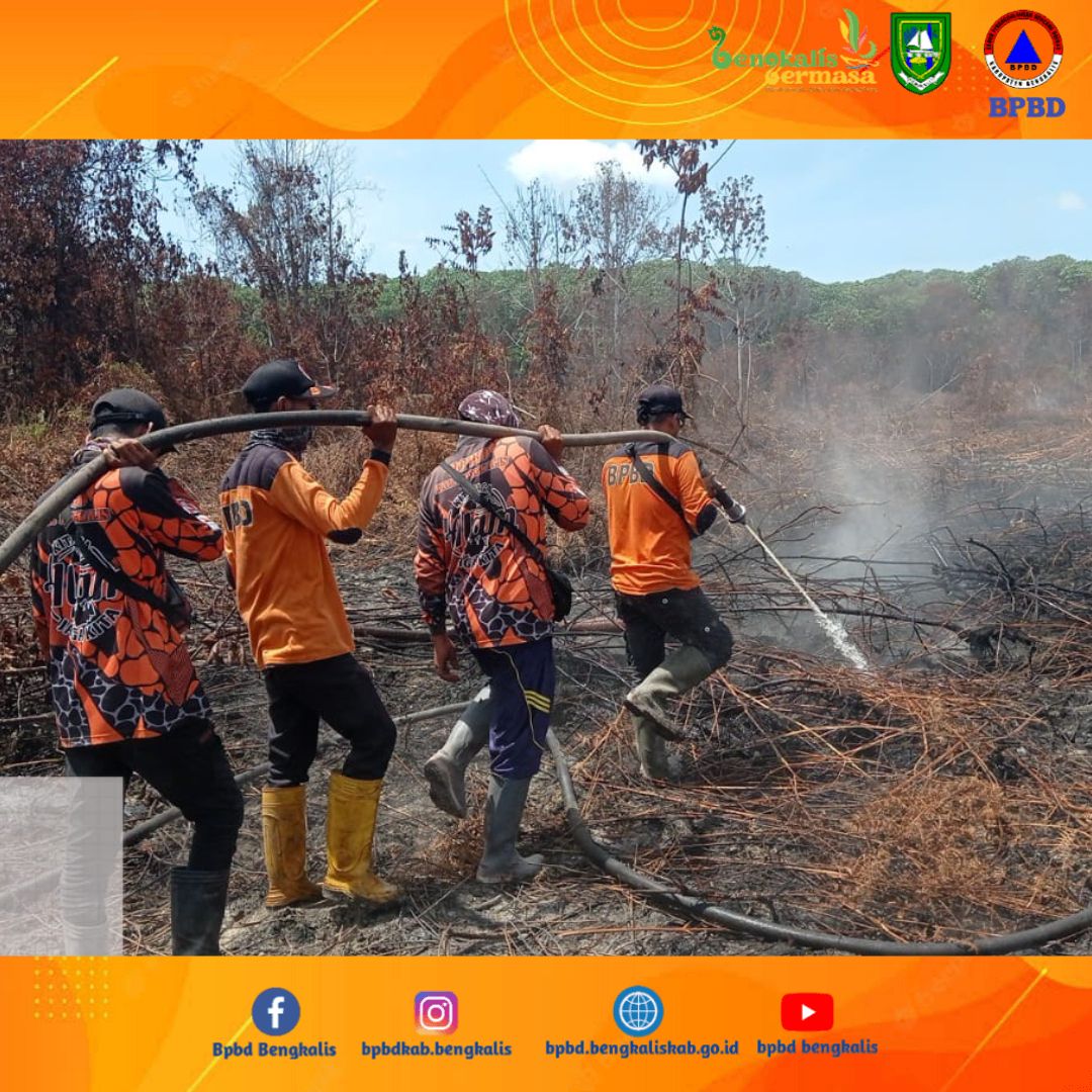 BPBD Rupat Bersama Tim Gabungan Satgas Karhutla Padamkan titik Api Yang Muncul di Lahan Terbakar Sebelumnya 